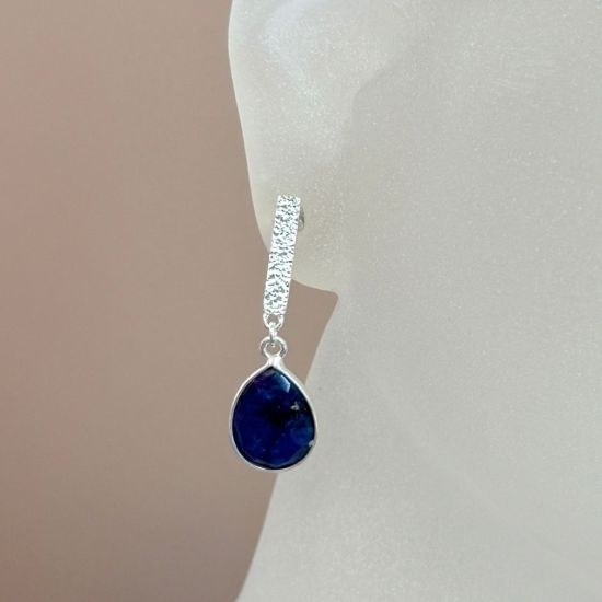 Wholesale Sterling Silver Fancy Textured Bar Birthstone Earrings  