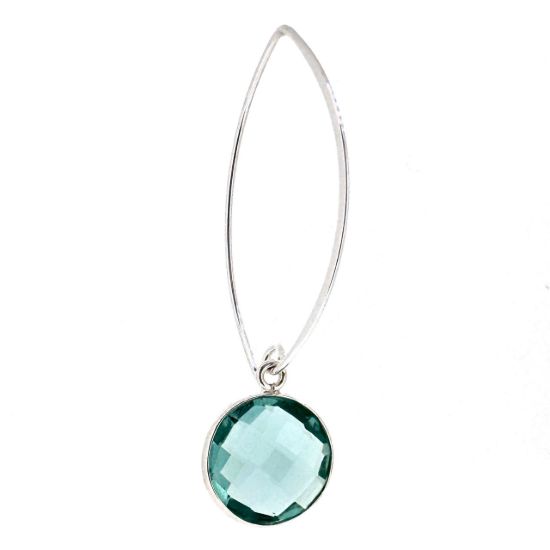 Wholesale Sterling Silver Marquise  Earrings  with 14mm Round Bezel Birthstones