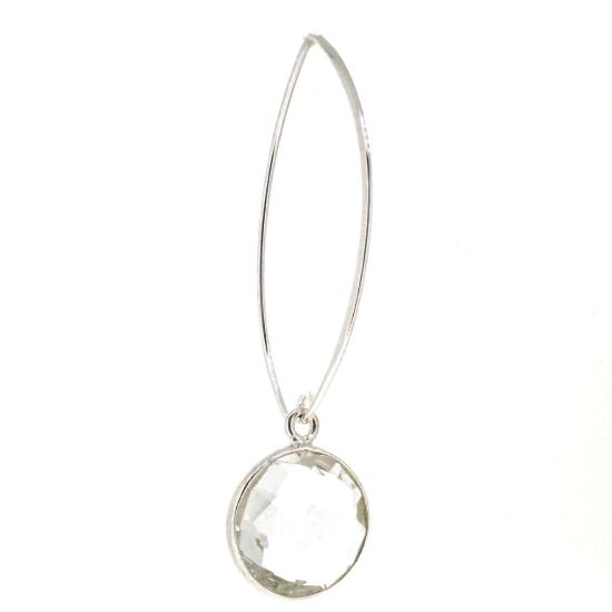 Wholesale Sterling Silver Marquise  Earrings  with 14mm Round Bezel Birthstones