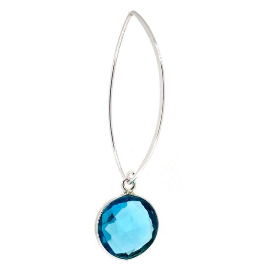 Wholesale Sterling Silver Marquise  Earrings  with 14mm Round Bezel Birthstones