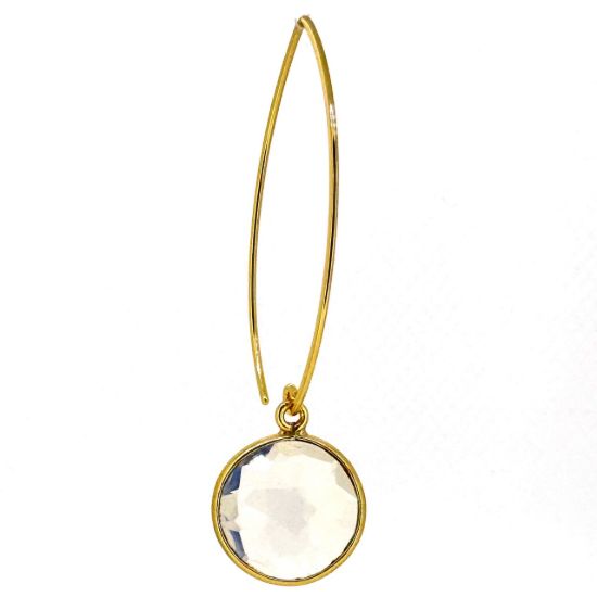 Wholesale Gold over Sterling Silver Marquise Earrings  with 14mm Round Bezel Birthstones