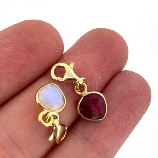 Wholesale Gold over Sterling Silver 6mm Heart Bezel ADD ON Charm with Clasp