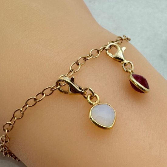 Wholesale Gold over Sterling Silver 6mm Heart Bezel ADD ON Charm with Clasp