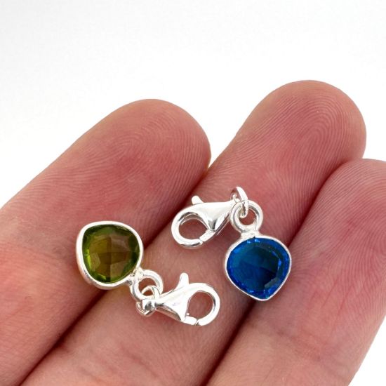 Wholesale Sterling Silver 6mm Heart Bezel Birthstone ADD ON Charm with Clasp