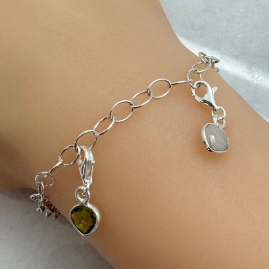 Wholesale Sterling Silver 6mm Heart Bezel Birthstone ADD ON Charm with Clasp