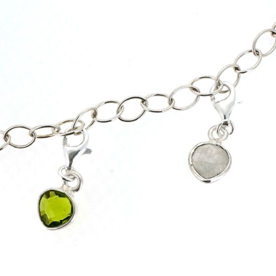 Wholesale Sterling Silver 6mm Heart Bezel Birthstone ADD ON Charm with Clasp