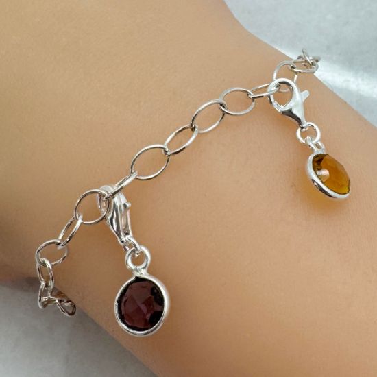 Wholesale Sterling Silver 6mm Round Bezel Birthstone ADD ON Charm with Clasp 