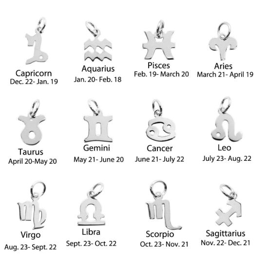 Wholesale 925 Sterling Silver Zodiac Sign Horoscope ADD ON Charms with Clasp