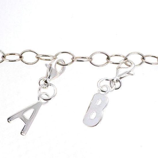 Wholesale Smooth Sterling Silver Letter ADD ON Charm with Clasp, A-Z Letter Pendant 