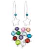 Wholesale Sterling Silver Fancy 4mm AAA CZ Bezel Birthstone and Star Drop Earrings  