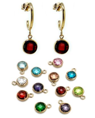 wholesale gold filled half hoop birthstone earrings CZ cubic zirconia