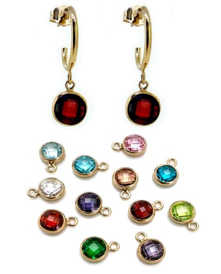 wholesale gold filled half hoop birthstone earrings CZ cubic zirconia