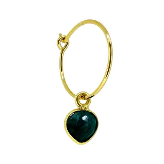 Wholesale Gold over Sterling Silver Birthstone Earrings - 15mm Hoop with 6mm Heart Bezel charms