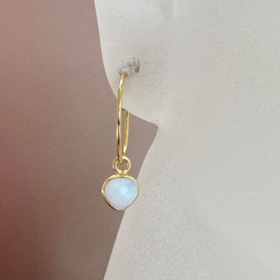 Wholesale Gold over Sterling Silver Birthstone Earrings - 15mm Hoop with 6mm Heart Bezel charms