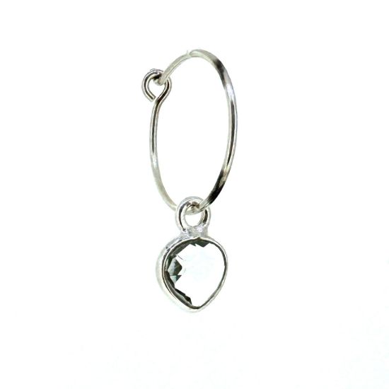 Wholesale Sterling Silver 15mm Hoop Earrings with 6mm Heart Bezel Birthstones