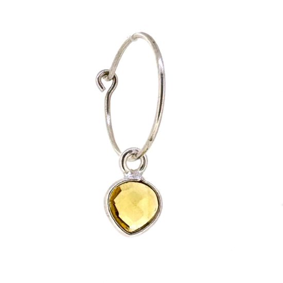 Wholesale Sterling Silver 15mm Hoop Earrings with 6mm Heart Bezel Birthstones