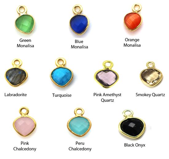 Wholesale Gold over Sterling Silver 6mm Heart Bezel ADD ON Charm with Clasp