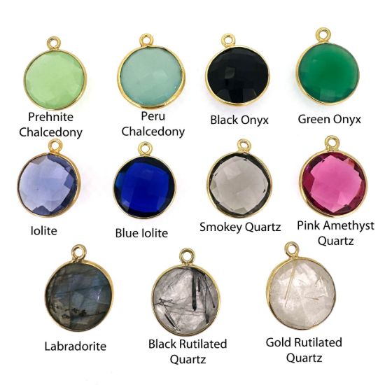 Wholesale Gold over Sterling Silver Marquise Earrings  with 14mm Round Bezel Birthstones