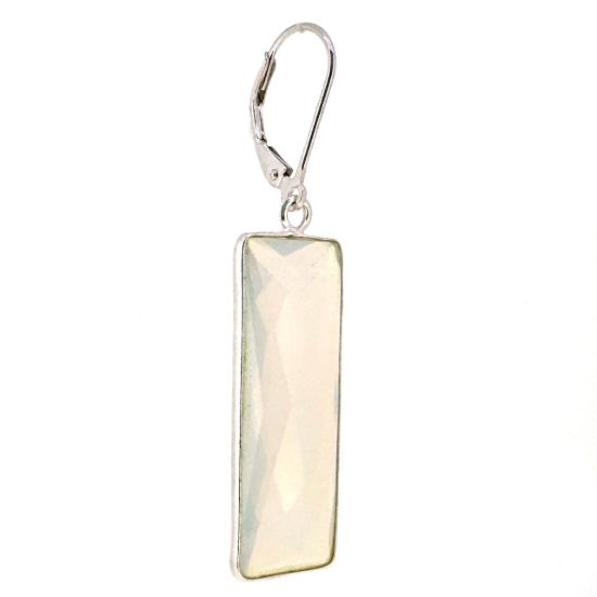 Wholesale Sterling Silver Leverback Earrings with Rectangle Bezel Birthstones