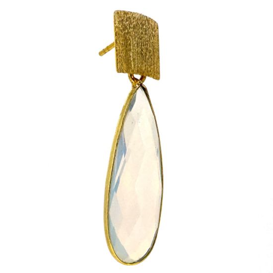 Wholesale Gold over Sterling Silver Fancy Textured Square Earrings with Long Teardrop Birthstone