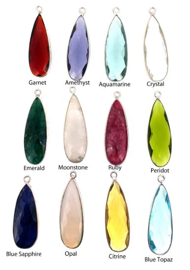 Wholesale Sterling Silver Leverback Earrings with Elongated Teardrop Bezel Birthstones