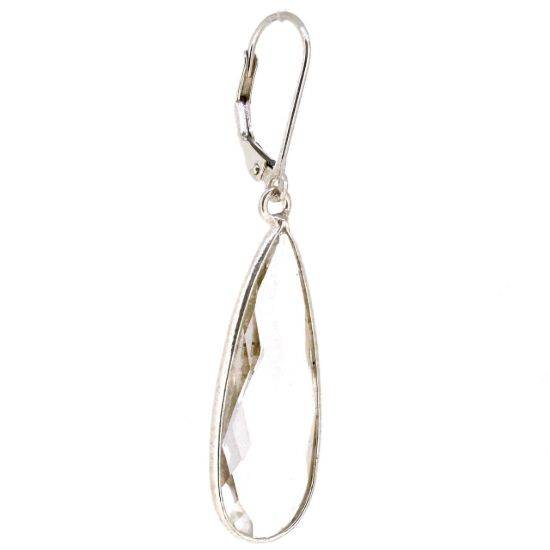 Wholesale Sterling Silver Leverback Earrings with Elongated Teardrop Bezel Birthstones