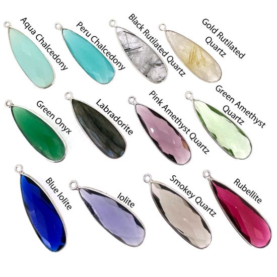 Wholesale Sterling Silver Leverback Earrings with Elongated Teardrop Bezel Birthstones