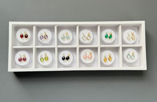 Wholesale Retail Ready Necklace Charm Bar Kit - Tiny Oval Natural Birthstone - Pendant Kit #3