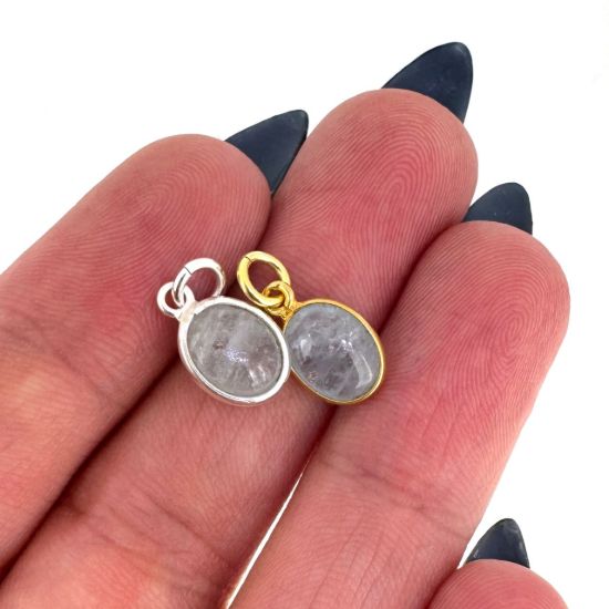 Wholesale Retail Ready Necklace Charm Bar Kit - Tiny Oval Natural Birthstone - Pendant Kit #3