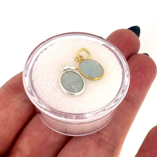 Wholesale Retail Ready Necklace Charm Bar Kit - Tiny Oval Natural Birthstone - Pendant Kit #3