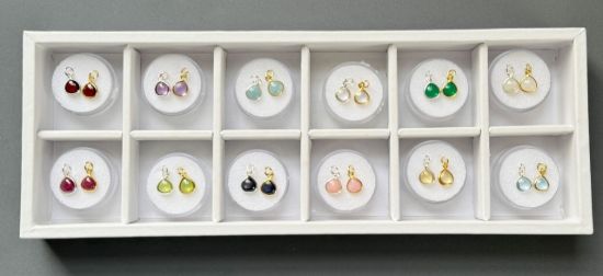 Wholesale Retail Ready Necklace Charm Bar Kit - Tiny Heart Natural Birthstone - Pendant Kit #1