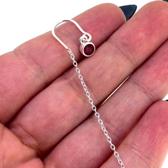 Wholesale Sterling Silver Threader Earrings with 4mm Round AAAA CZ Stone Bezel Birthstones