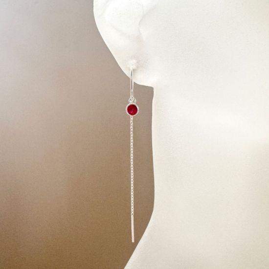 Wholesale Sterling Silver Threader Earrings with 4mm Round AAAA CZ Stone Bezel Birthstones