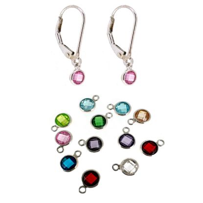 Wholesale 925 Sterling Silver 4mm CZ Bezel Birthstone Leverback Earrings