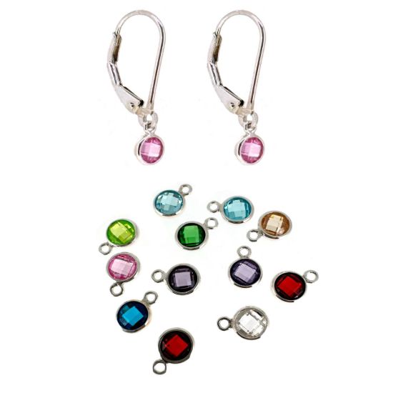 Wholesale 925 Sterling Silver 4mm CZ Bezel Birthstone Leverback Earrings