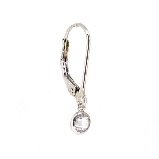 Wholesale 925 Sterling Silver 4mm CZ Bezel Birthstone Leverback Earrings