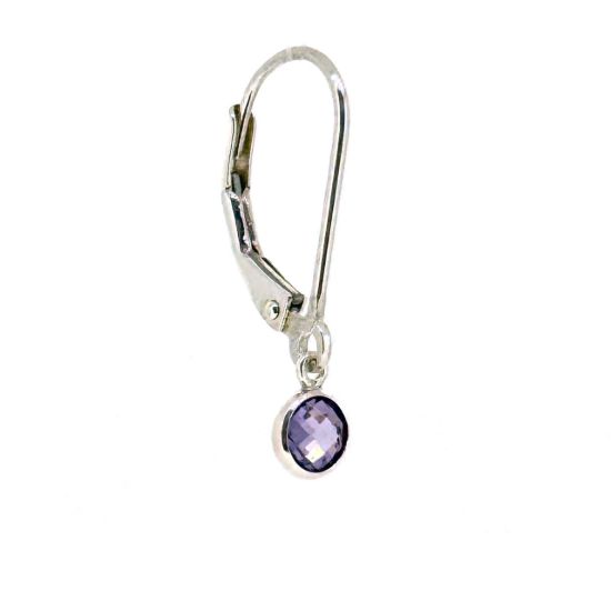 Wholesale 925 Sterling Silver 4mm CZ Bezel Birthstone Leverback Earrings