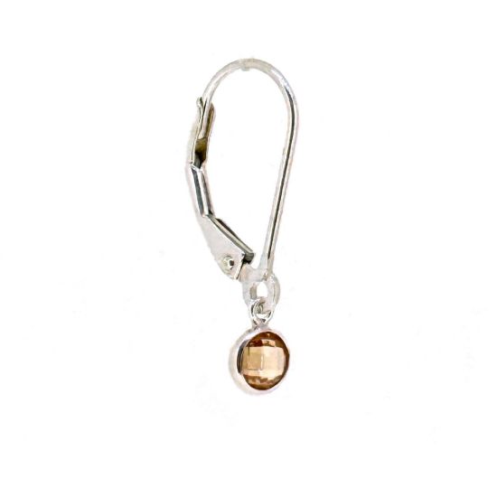 Wholesale 925 Sterling Silver 4mm CZ Bezel Birthstone Leverback Earrings