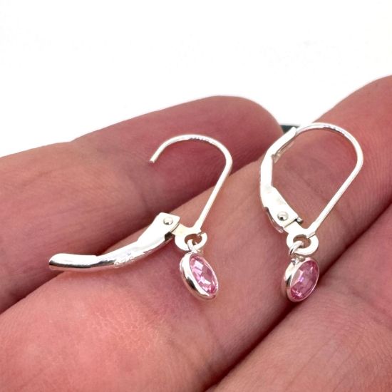 Wholesale 925 Sterling Silver 4mm AAA CZ Bezel Birthstone Leverback Earrings