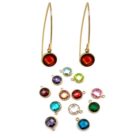 Wholesale 1/20 14K Gold Filled Marquise Earrings with 6mm Round AAA CZ Bezel Birthstones