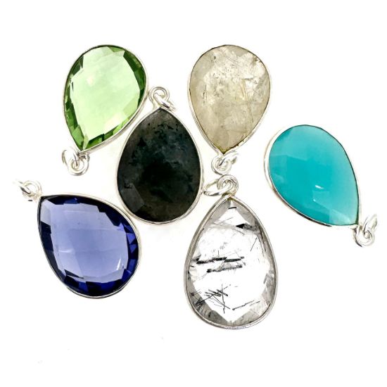 Wholesale Retail Ready Necklace Charm Bar Kit - 13*18mm Teardrop Bezel - Pendant Kit #8