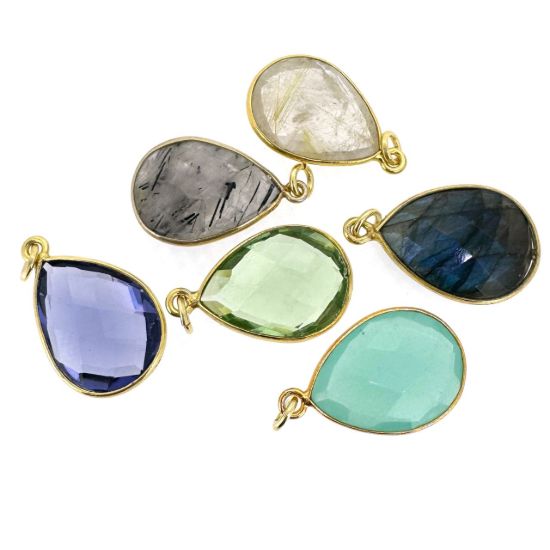 Wholesale Retail Ready Necklace Charm Bar Kit - 13*18mm Teardrop Bezel - Pendant Kit #8