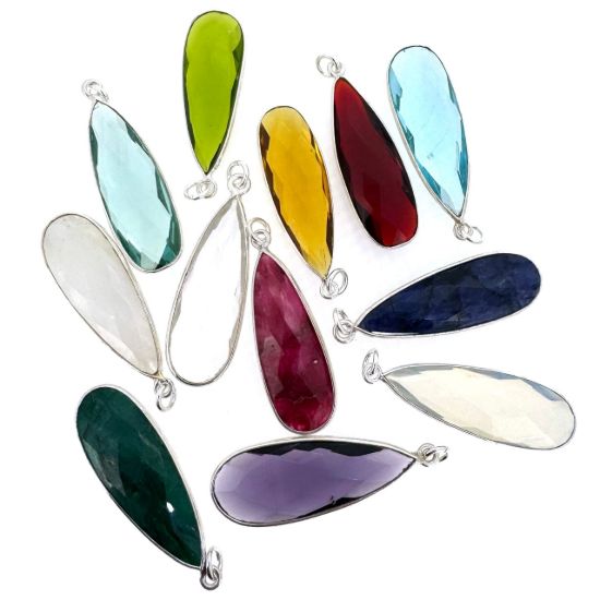 Wholesale Necklace Charm Bar Kit - 30*10mm Elongated Teardrop Bezel Charm Kit #12
