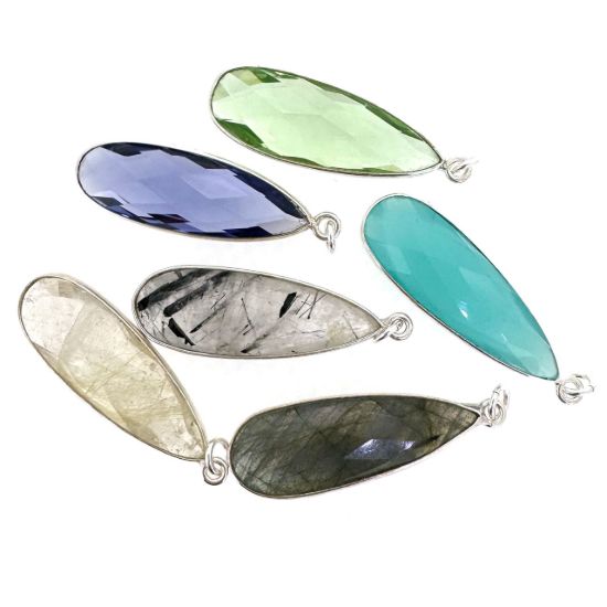 Wholesale Necklace Charm Bar Kit - 30*10mm Elongated Teardrop Bezel Charm Kit #12