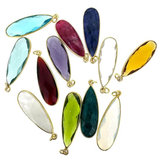 Wholesale Necklace Charm Bar Kit - 30*10mm Elongated Teardrop Bezel Charm Kit #12