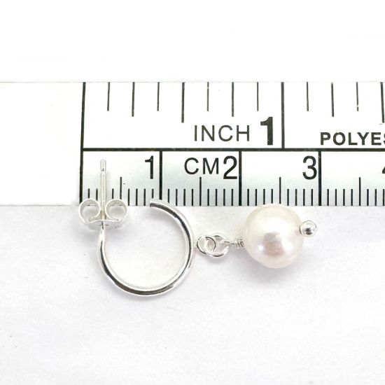 Wholesale Sterling Silver White Freshwater Pearl Half Hoop Earrings
