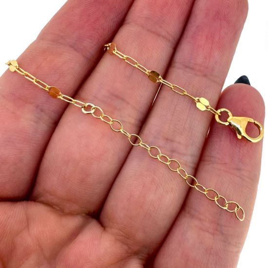 Wholesale 1/20 14K Gold Filled Finished Adjustable Paperclip Chain Jewelry - 1+3 Flatened Paperclip Chain