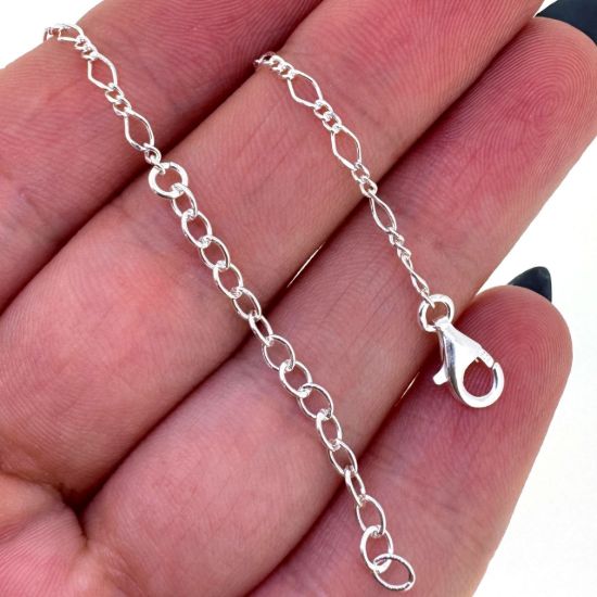 Wholesale 925 Sterling Silver Finished Adjustable Figaro Chain Jewelry- Figaro 8 Cable Chain