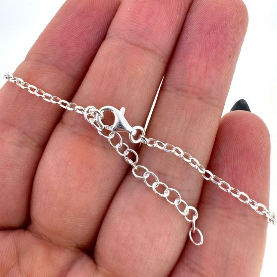 Wholesale 925 Sterling Silver Finished Adjustable Rolo Chain Jewelry - 2mm Oval Diamond Cut Rolo Chain