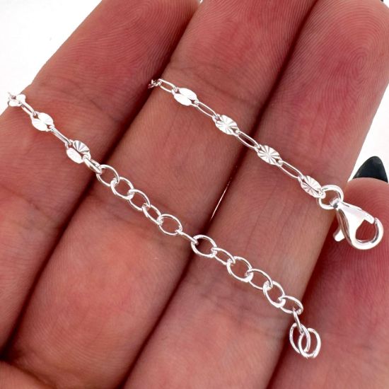 Wholesale 925 Sterling Silver Finished Adjustable Paperclip Chain Jewelry - Sunburst Paperclip Chain